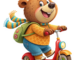 ai generated, bear, bear cub, kick scooter, transport, urban, mobility, electric scooter, trip